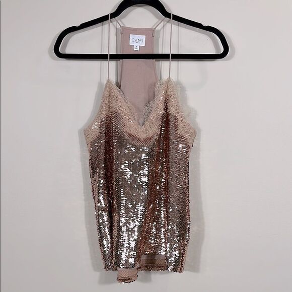 Cami NYC Pink Rose Gold Sequin Lace Rare Feminine Preppy Glam Women Size Medium - Picture 1 of 8